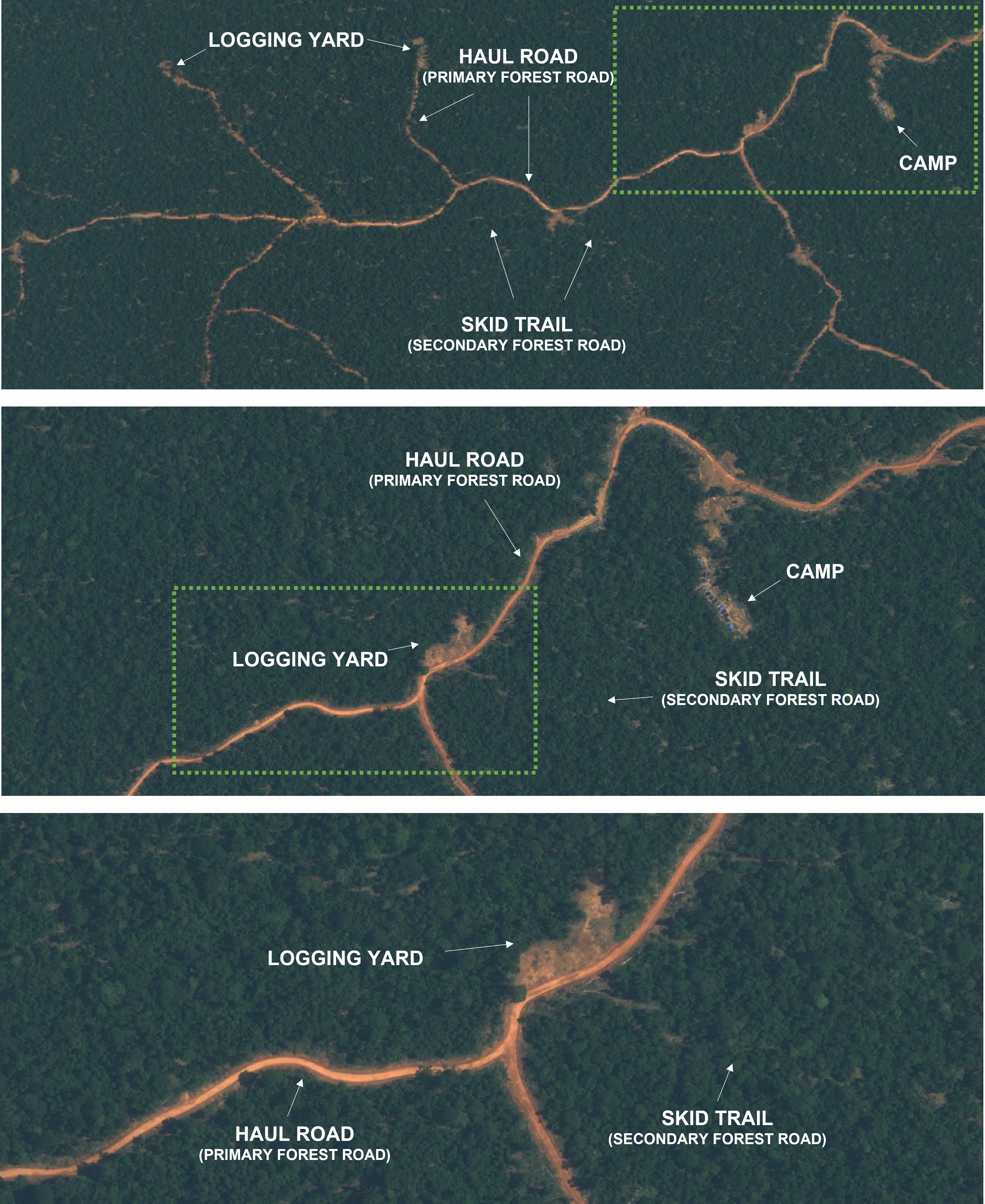 Diferent infrastructures associated with selective logging
